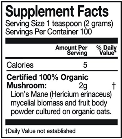 label  Om Organic Mushroom Nutrition Lion's Mane