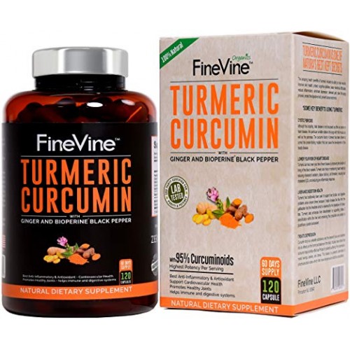 อาหารเสริมขมิ้นชัน Turmeric Curcumin 120 Capsules by FineVine