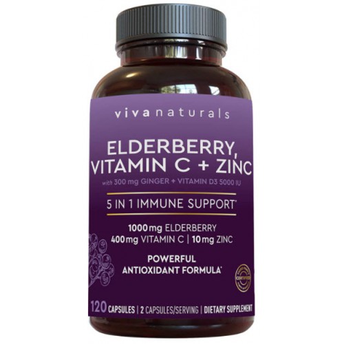 ขาย Elderberry, Vitamin C, Zinc, Vitamin D 5000 IU & Ginger by Viva Naturals