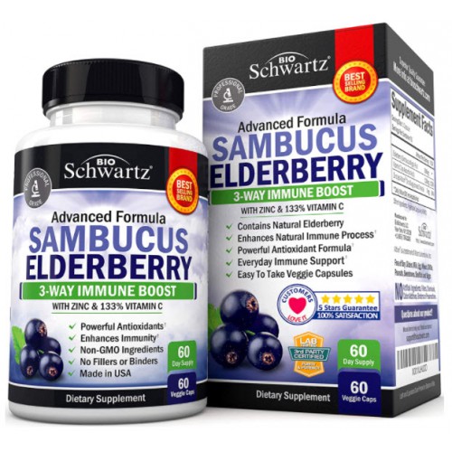 ออลเดอร์เบอร์รี่ Sambucus Elderberry Capsules with Zinc & Vitamin C by BioSchwartz