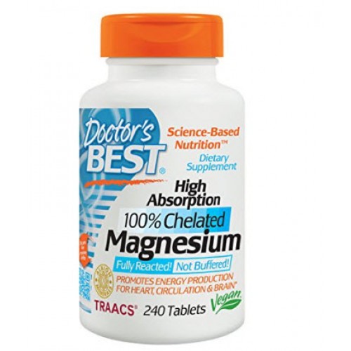 แมกนีเซียม ยี่ห้อ Doctor's Best High Absorption Magnesium Dietary Supplement, 200 mg per 2 tablets, 240 Tablets