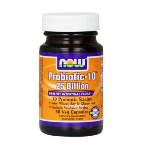 Probiotic  ยี่ห้อ	NOW Foods Probiotic-10 25 Billion, 50 Vcaps