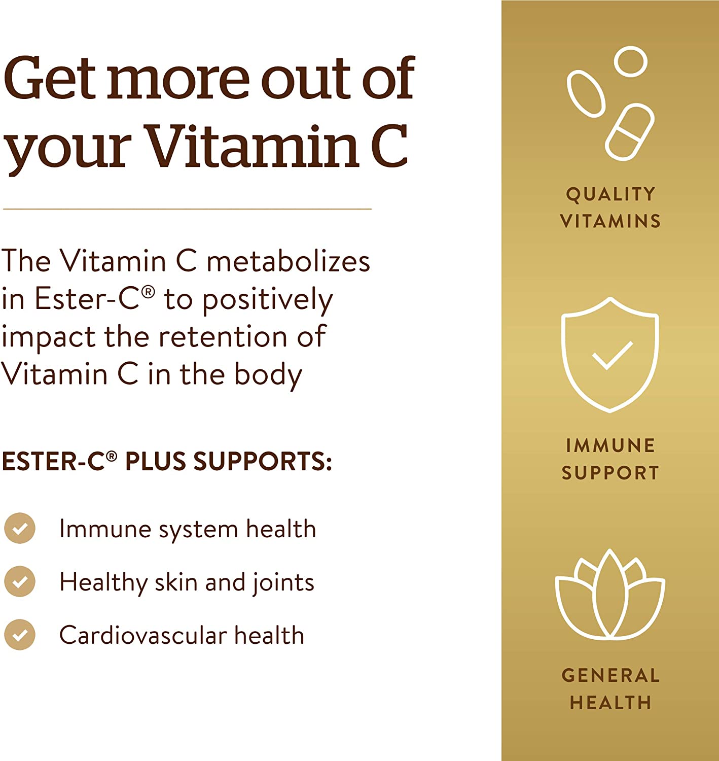 Ester-C Plus Vitamin C (Ester-C Ascorbate Complex) 180 Tabs get more of your viatmin c