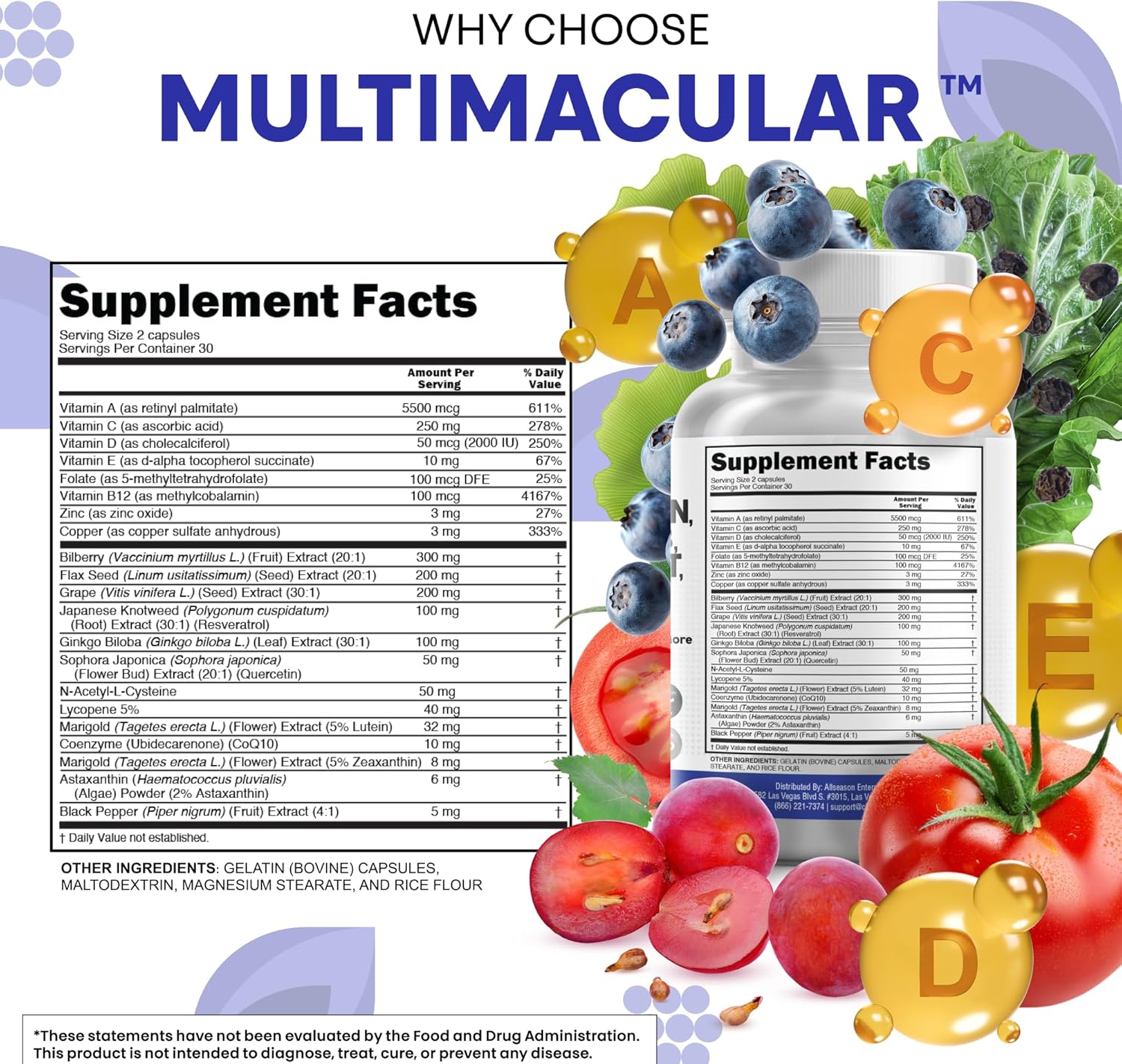 Vitamins-Bilberry-Zeaxanthin-Resveratrol-Astaxanthin by Clean Natraceuticals
