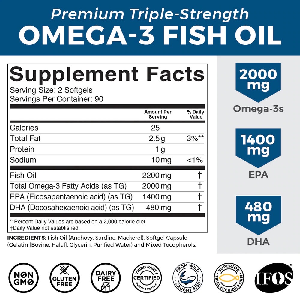 อาหารเสริม fish oil ยอดขายอันดับที่ 6 ของอเมริกา น้ำมันปลา Omega3 ราคาส่ง Viva Naturals Omega 3 Fish Oil Supplement, 180 Softgels