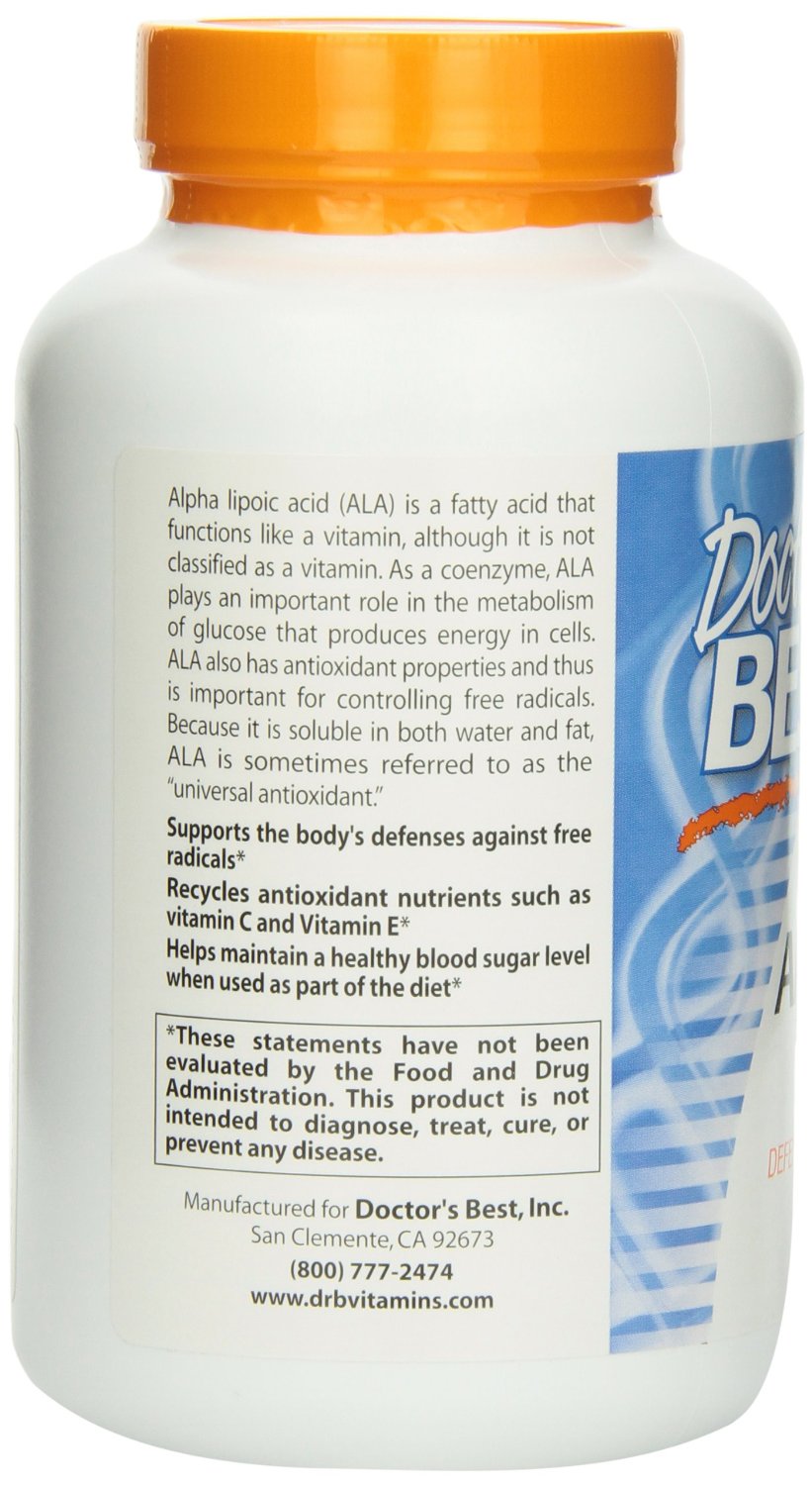 ALA ยี่ห้อที่ขายดีเป็นอันดับที่ 3 ของอเมริกา	Doctor's Best Alpha-Lipoic Acid, 600 Mg, 180 Veggie Caps