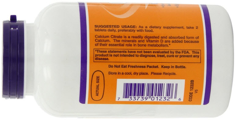 NOW Foods Calcium Citrate, 250 Tablets