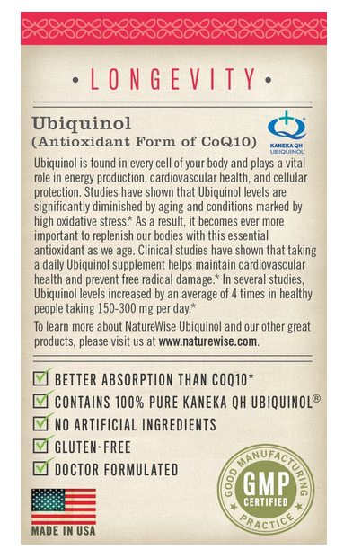 NatureWise Ubiquinol with 100% Pure Kaneka QH, the Active Form of CoQ10, 100 mg, 120 Softgels