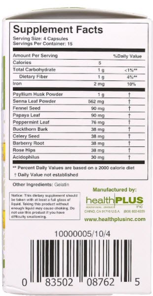 Health Plus Inc., Super Colon Cleanse, 500 mg, 60 Capsules