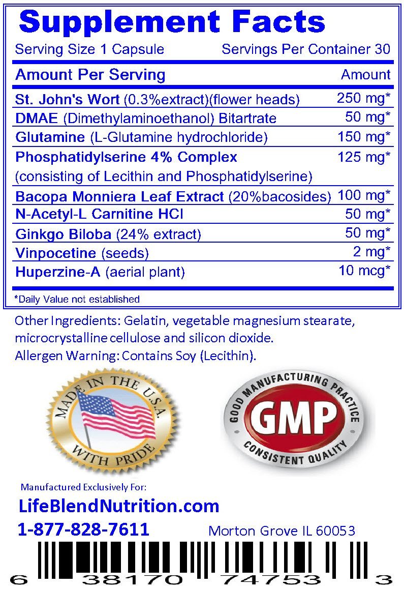 ขาย อาหารเสริมบำรุงสมอง  LifeBlend - Advanced Brain Function Booster for Memory, Focus & Clarity