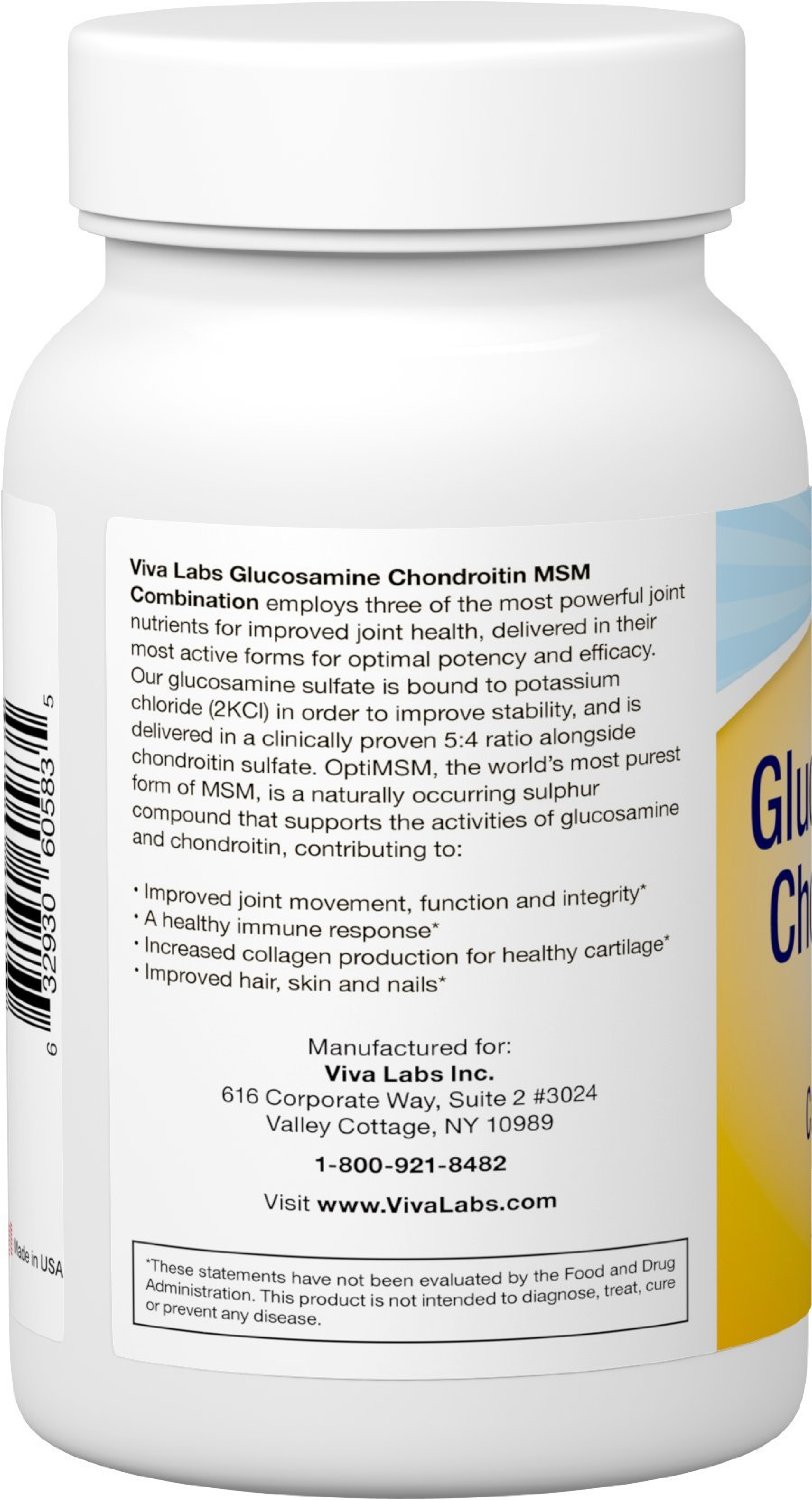 ขาย กลูโคซามีน  Viva Labs TRIPLE STRENGTH Glucosamine, Chondroitin and MSM, GUARANTEED Joint Agony Relief, 240 Capsules