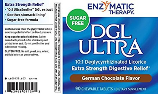 Enzymatic Therapy DGL Ultra German Chocolate Fructose Free Chewable Tablets