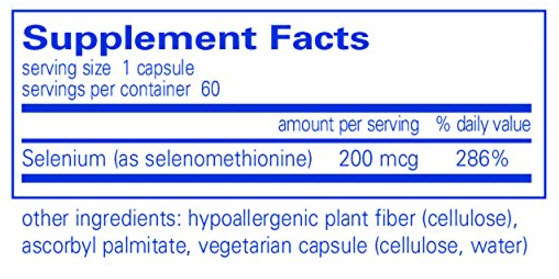 ซิลิเนียม ยี่ห้อที่ขายดีเป็นอันดับที่ 3 ของอเมริกา	ซิลิเนียม Pure Encapsulations - Selenium (Selenomethionine) - Hypoallergenic Antioxidant Supplement for Immune System Support* - 60 Capsules