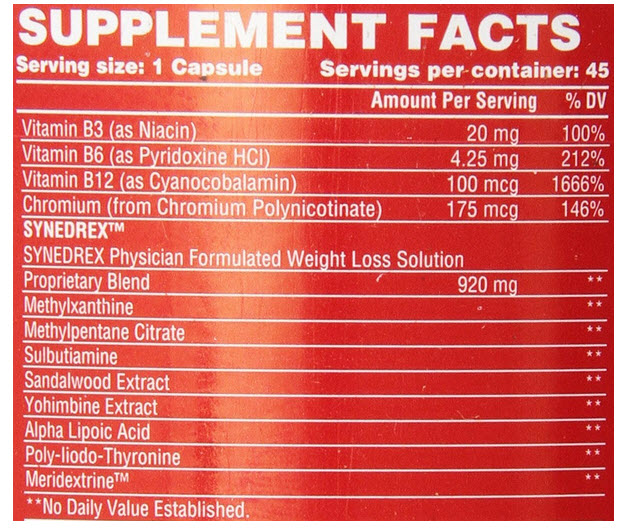 Metabolic Nutrition Synedrex Diet Supplement Capsules, 45 Count