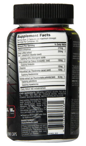 อาหารเสริมลดน้ำหนัก Hydroxycut Hardcore Elite-Svetol Green Coffee Bean Extract Formula, 100ct, 100mg Coleus Forskohlii, 56.3mg Yohimbe, 200mg Green Coffee, 100mg L-Theanin